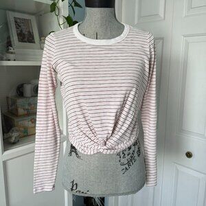 Aerie Pink/White/Burgundy Soft Ribbed Long Sleeve – Size S